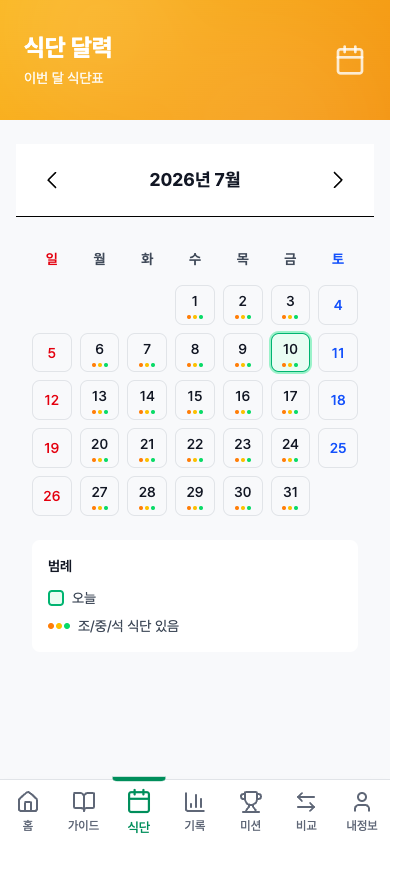식단 화면
